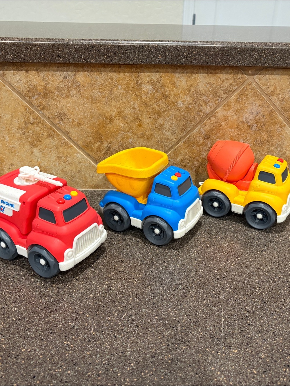 Toddler Rescue and Construction Truck Trio - Red, Blue, Yellow